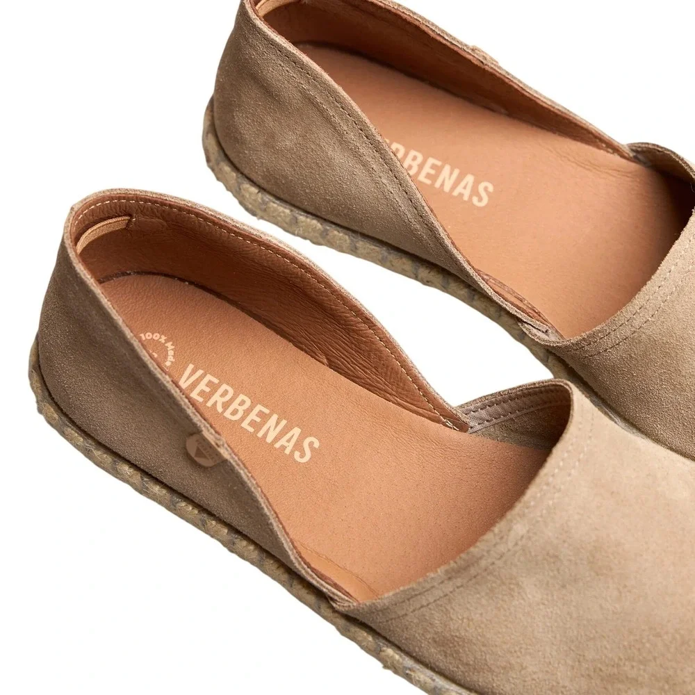 Verbenas Carmen Serraje Piedra Espadrille Flats US 9 9.5 EU 40 Tan Beige Suede